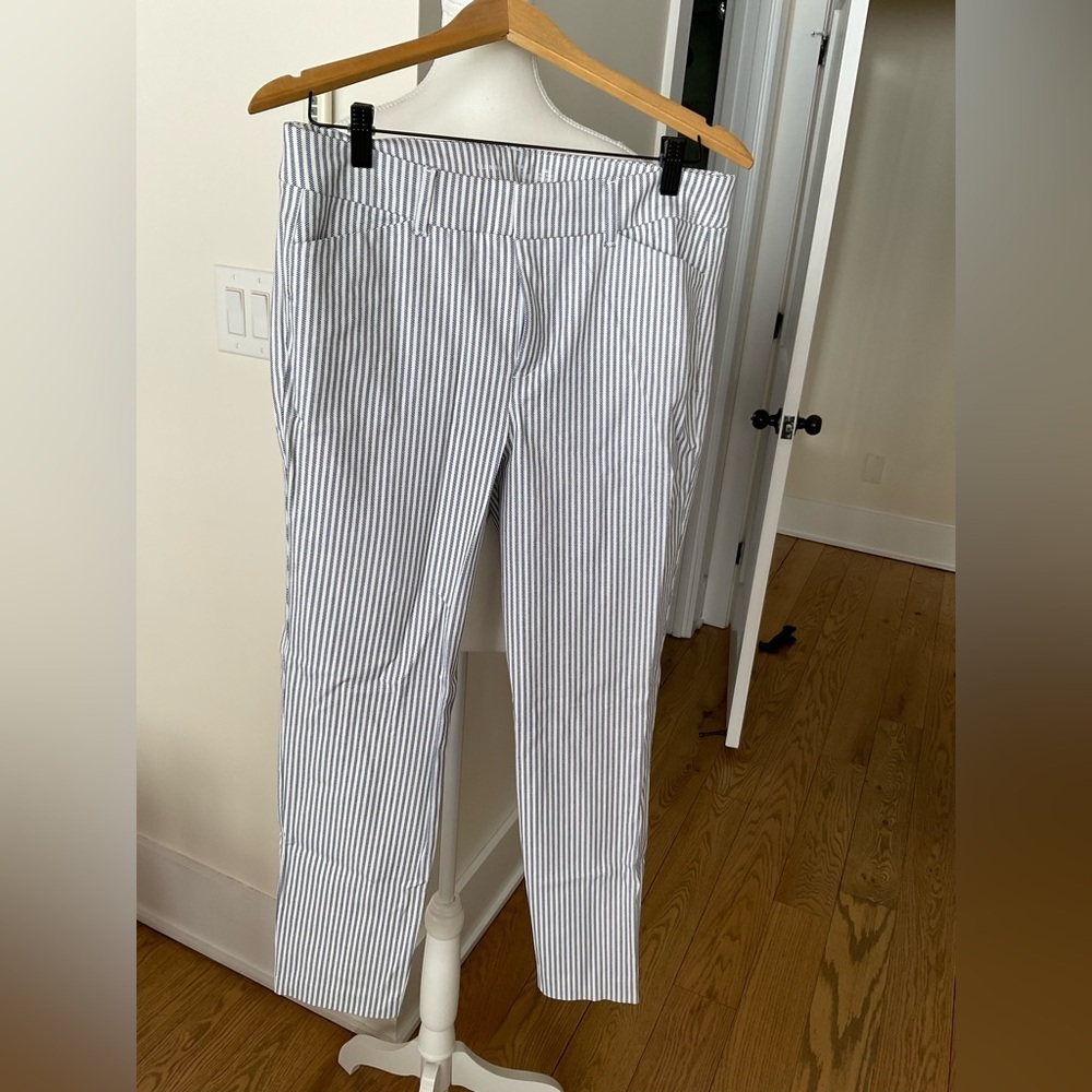 Old Navy Blue White Stripe Ankle Pants Size 10 Never Worn - Picture 2 of 7
